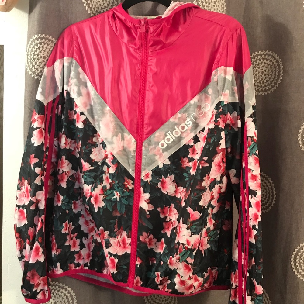 Adidas Floral Windbreaker size Large